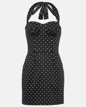 Dolce & Gabbana Short Cotton Corset Dress With Polka-Dot - Black