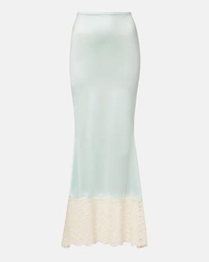 Montce Natalia Lace-Trimmed Satin Slip Skirt - Blue