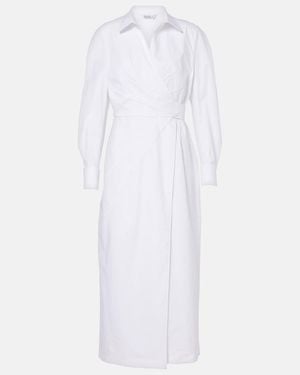 Max Mara Cotton-Blend Twill Wrap Dress - White