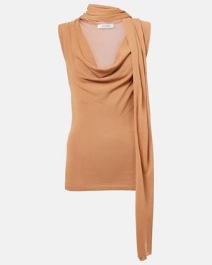 AYA MUSE Draped Scarf-Detail Top - Brown