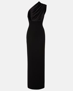 Solace London Gracie One-Shoulder Satin-Trimmed Gown - Black