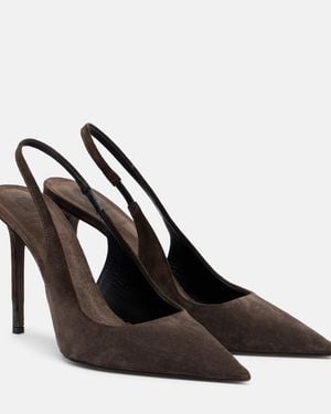 Brunello Cucinelli Monili Suede Slingback Pumps - Black