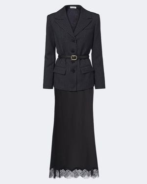Self-Portrait Abito Blazer Con Pizzo E Cintura - Nero