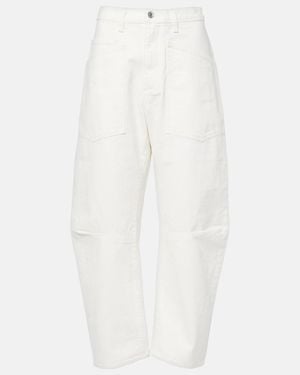 Nili Lotan Shon High-Rise Barrel-Leg Jeans - White