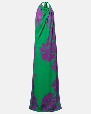 Johanna Ortiz Halterneck Printed Silk Gown - Green