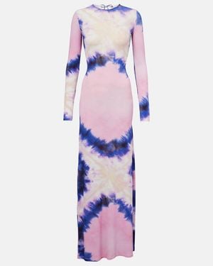 Rabanne Open-Back Tie-Dyed Stretch-Crepe Maxi Dress - Purple