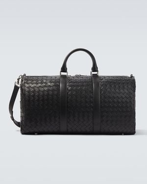 Bottega Veneta Intrecciato Leather Duffel Bag - Black