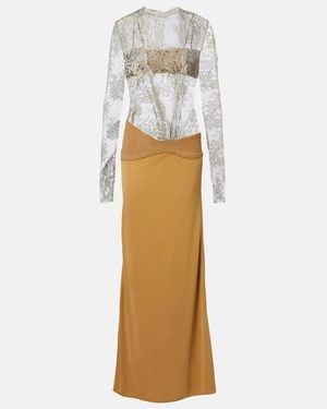 Christopher Esber Sepienne Lace And Suede Gown - Metallic