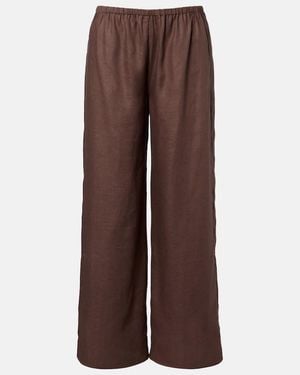 Asceno Austin Linen Wide-Leg Trousers - Brown