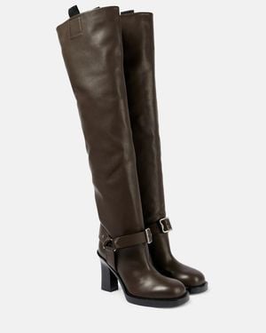 Burberry Leather Over-The-Knee Boots - Brown