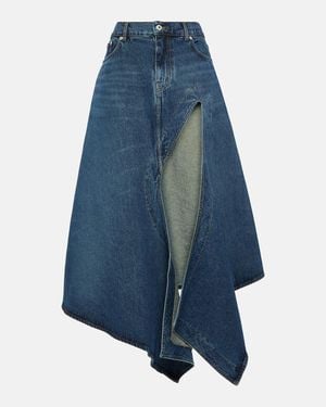 Y. Project Falda Midi Evergreen De Denim - Azul