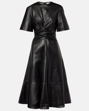 Altuzarra Gathered Leather Midi Dress - Black