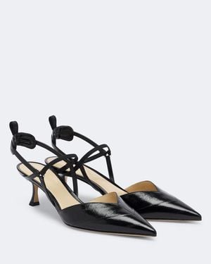 Fendi Very Colibri Leather Slingback Pumps - Black