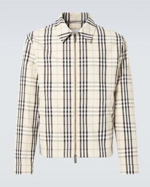 Burberry Jacket With Classic Collar And All-Over Check Motif - Multicolour
