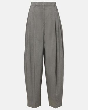 Jacquemus Pleated Wool Wide-Leg Pants - Gray