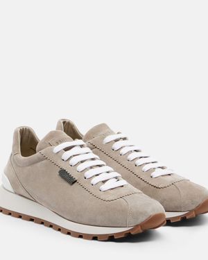 Brunello Cucinelli Sneakers Monili Aus Veloursleder - Weiß
