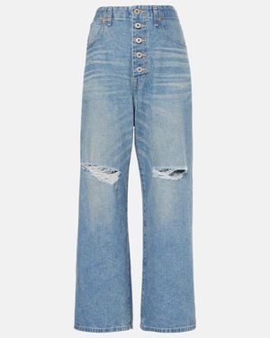 Junya Watanabe Cutout Wide-Leg Cotton Jeans - Blue
