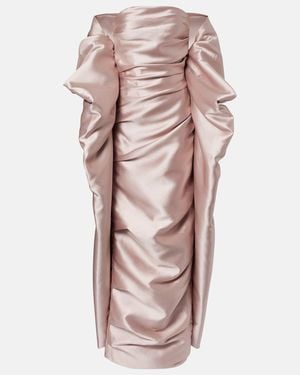 Marmar Halim Caped Satin Bustier Gown - Pink