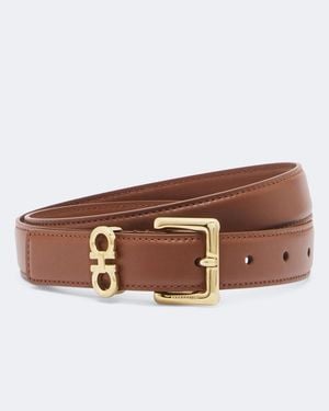 Ferragamo Gancini Leather Belt - Brown