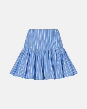 Ganni Mini-Jupe En Coton A Rayures - Bleu