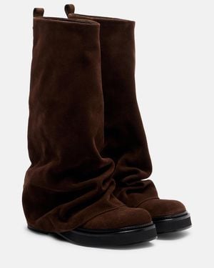 The Attico Robin Suede Knee-High Boots - Brown