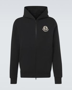 Moncler Logo Cotton Zip-Up Hoodie - Black