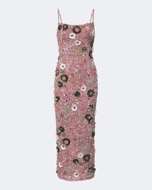 Rachel Gilbert Francesca Floral-Applique Corset Dress - Pink