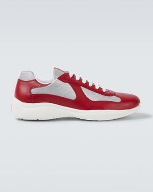 Prada America's Cup Patent Leather & Technical Fabric Trainers - Grey