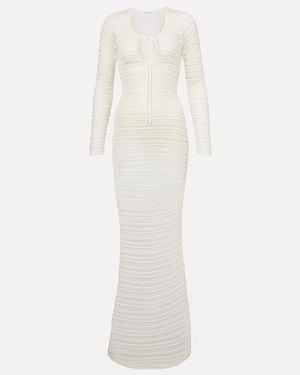 AYA MUSE Sheer Crochet Maxi Dress - White
