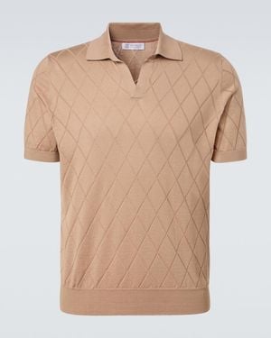 Brunello Cucinelli Knitted Cotton Polo Shirt - Natural