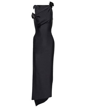 Coperni Asymmetrical Flower-Detail Midi Dress - Black