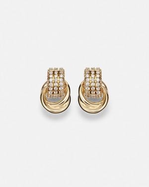 STONE AND STRAND Forme Knot 14Kt Earrings With Diamonds - White