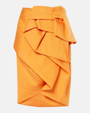 Dries Van Noten Draped Satin Midi Skirt - Orange