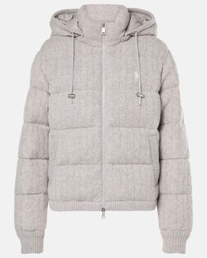 Polo Ralph Lauren Cable-Knit Wool And Cashmere Down Jacket - Grey