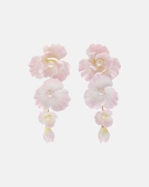 Jennifer Behr Mariam Embellished Floral Drop Earrings - Pink