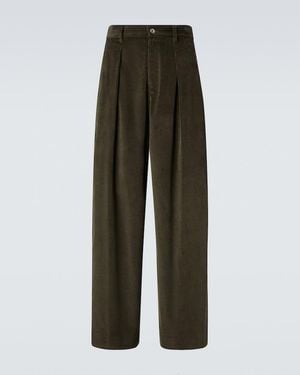 JW Anderson Cotton Corduroy Wide-Leg Trousers - Green