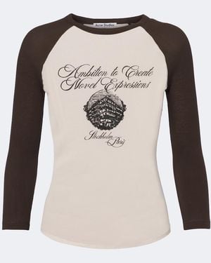 Acne Studios Bedrucktes Longsleeve Aus Baumwoll-Jersey - Braun