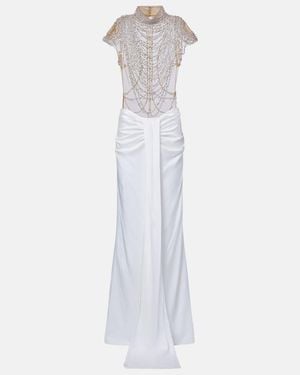 Clio Peppiatt Verzierte Robe Zsa Zsa - Weiß