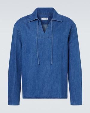 Commas Tie-Neck Denim Shirt - Blue