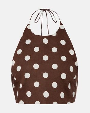 Asceno Marseille Linen And Cotton Crop Top - Brown
