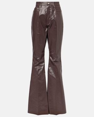 Rick Owens High-Rise Coated Canvas Straight Trousers - Brown