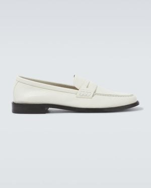 Manolo Blahnik Perry Leather Penny Loafers - White
