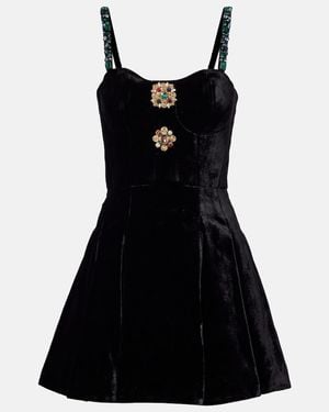 Balmain Embellished Velvet Minidress - Black