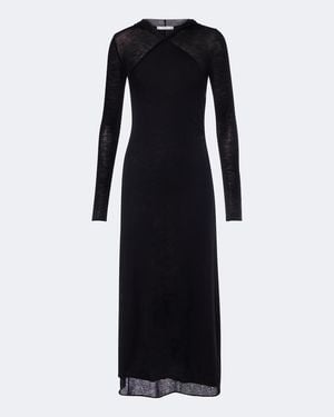 Fendi Hooded Wool Midi Dress - Black
