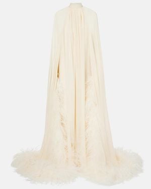 Taller Marmo Feather-Trimmed Silk Gown - Natural