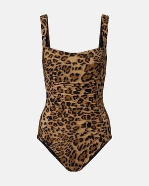 Karla Colletto Ava Leopard-Print Swimsuit - Brown