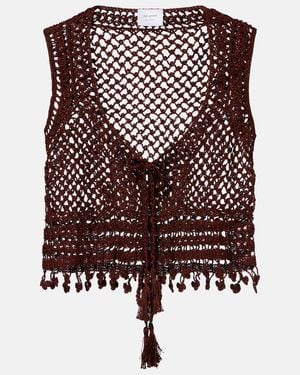 Anna Kosturova Marrakesh Crochet Cotton Crop Top - Purple