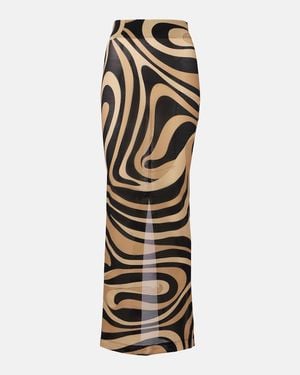 PUCCI Printed Semi-Sheer Maxi Skirt - Metallic