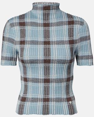 Acne Studios Kosa Checked Wool-Blend Top - Blue
