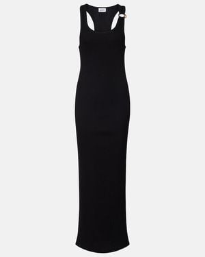 Jean Paul Gaultier Piercing Cotton Jersey Maxi Dress - Black